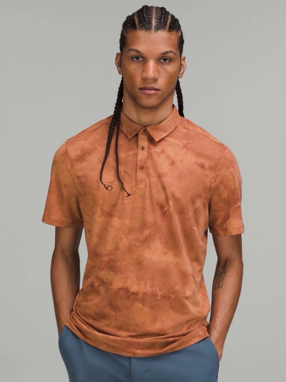 LULULEMON Evolution Short Sleeve
Polo Shirt Tidal Dye Desert Sun Date Brown med